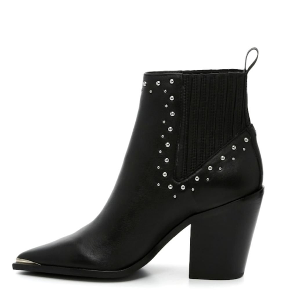 Kenneth Cole New York West Side Bootie Silver Studs RB Black Leather Boots - Picture 3 of 16